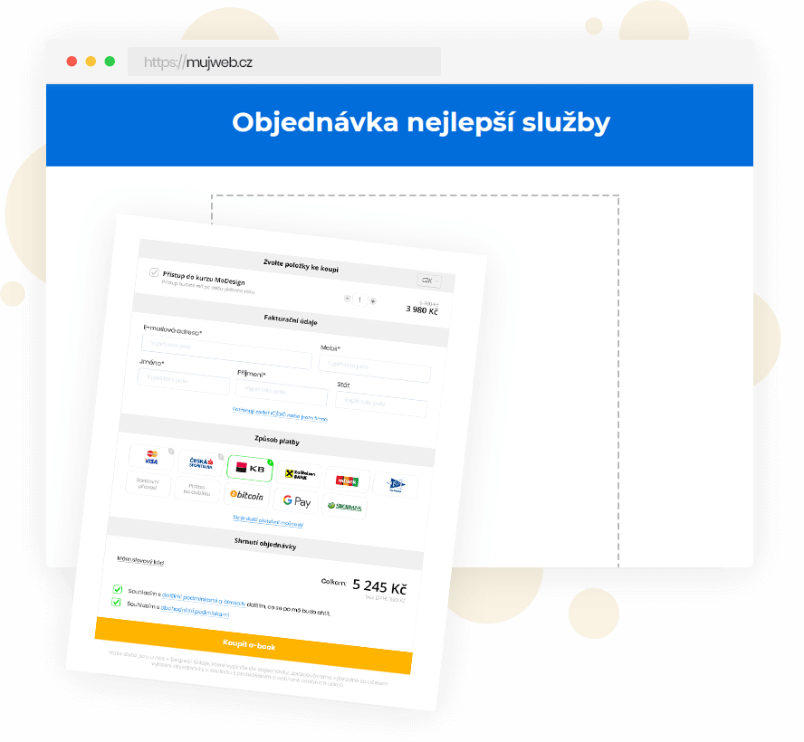 Prodejní stránka napojená na FAPI