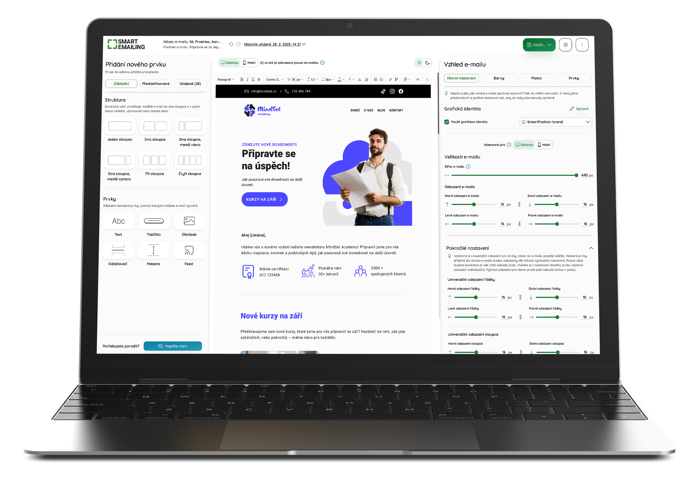 SmartEmailing: drag and drop editor pro tvorbu emailů